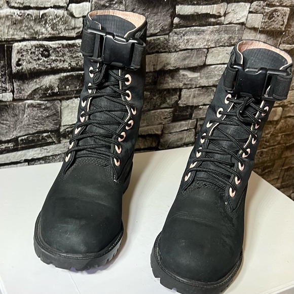 Timberland Gaiter Combat Boots Black & Baby Pink Mid-Calf Waterproof US 6 Women - Picture 13 of 16
